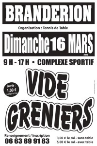 Vide greniers Brandérion le Dimanche 16 Mars 2025